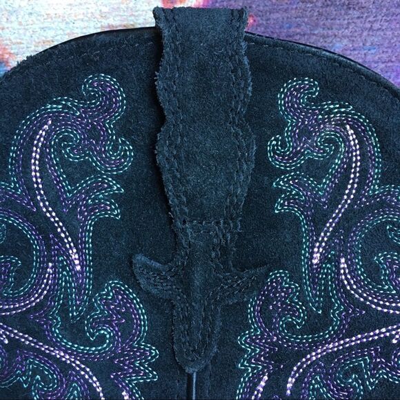 Ariat Black Leather Boots with Purple Stitching - Picture 13 of 16